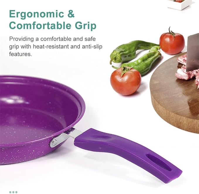 Non Stick Pots and Pans Set 13 Piece Kitchen Utensil Set Kitchen CookwareBlack13 Piece-Purple-13 Piece