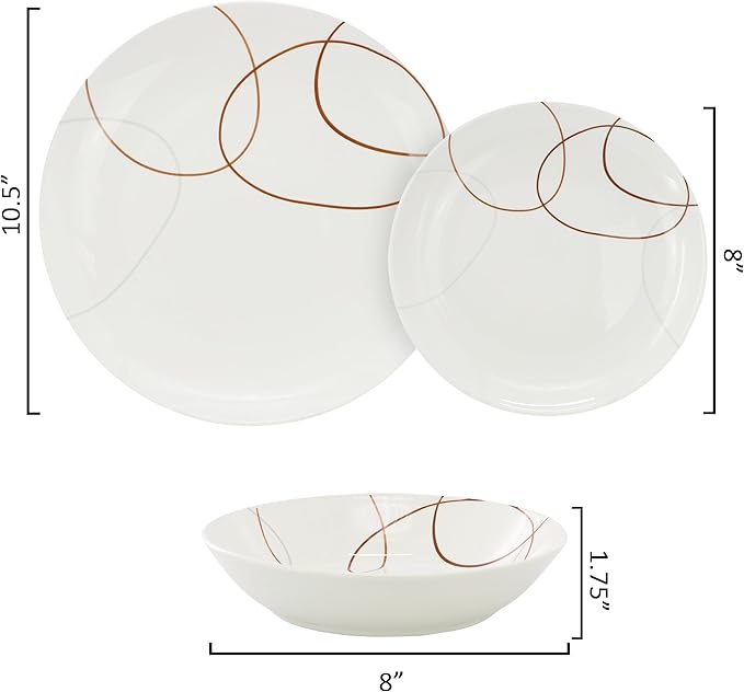 Elama Sydney 18 Piece Porcelain Dinnerware Set Service for 6
