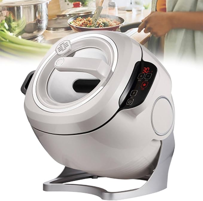 2000W Automatic Cooking Machine 6 L Electric Cooking Wok Fried Rice Machine One-Click Start 3 Speed Adjustable 360° Automatic Rotation for Stir Frying Stewing Cooking
