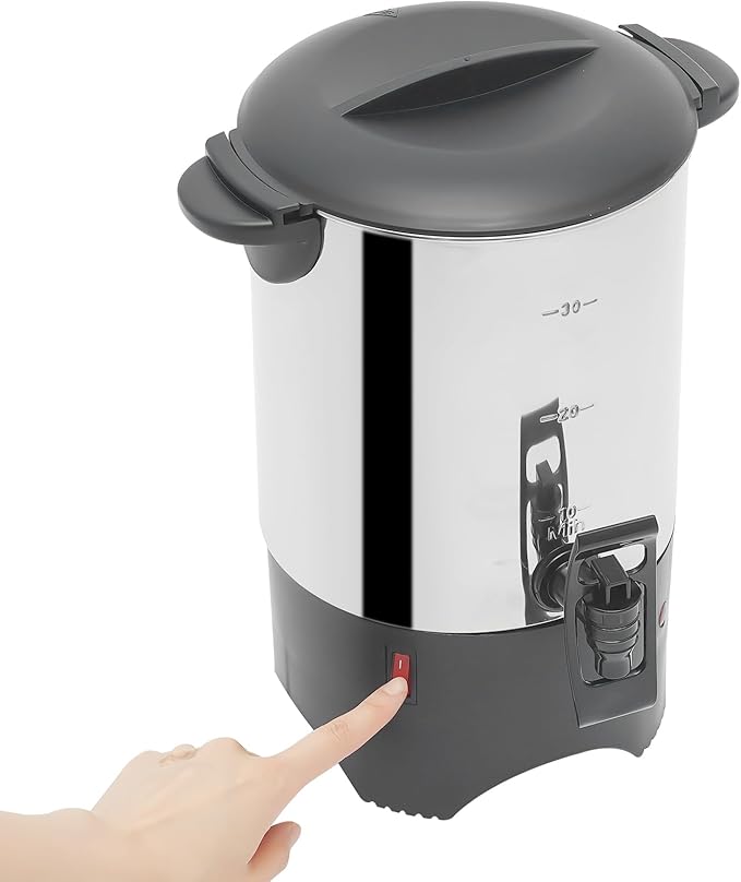 Commercial Coffee Urn Stainless Steel Large Coffee Dispenser 1000w 110v Electric Coffee Maker Urn For Quick Brewing Hot Water Urn W/Handles For Offices Parties Catering (Silver 5L)