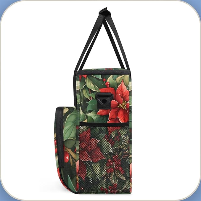 Holly Berry Flowers Coffee Maker Carrying Bag Dreamy Flowers Travel Storage Bag Compatible with K-Mini or K-Mini Plus Single Serve Coffee Brewer Carrying Case with Multiple Pockets &amp Shoulder St