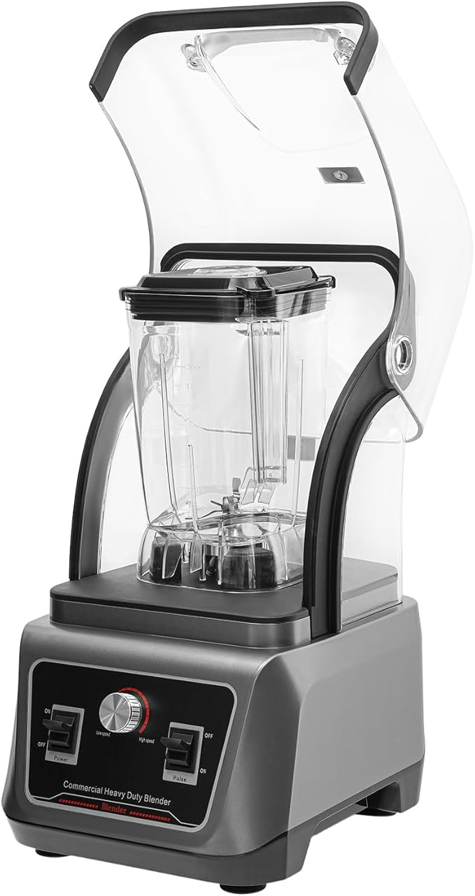Commercial Blender 2200W 2L High-Speed Multifunctional Smoothie Maker with Soundproof Shield Variable Speed Countertop Blender for Home Restaurant Café Milk Tea &amp Dessert Shop