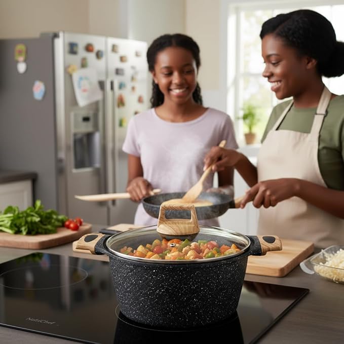 NutriChef 22‑Piece Non‑Stick Ceramic Pots and Pans Set – For All Cooktops Including Induction – PTFE &amp PFAS Free Includes Bakeware &amp Utensils