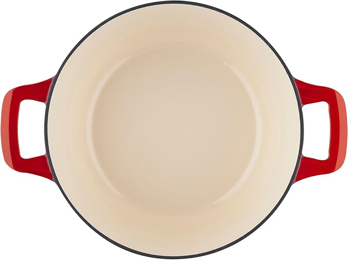 La Cuisine LC 2700 5 Piece Enameled Cast Iron Oval Casserole Cookware Set Red