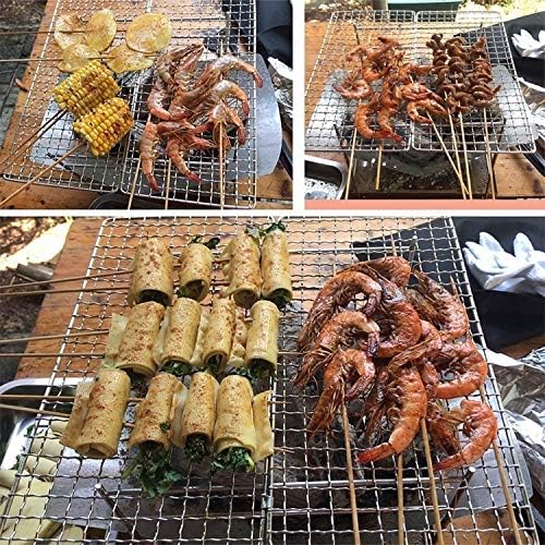 Outdoor Camp Portable Folding Stainless Steel Barbecue Charcoal Grill + Wire Mesh (Silver) Cookware Set Cookware Picnic Boiler Cookware (Color : Silver)