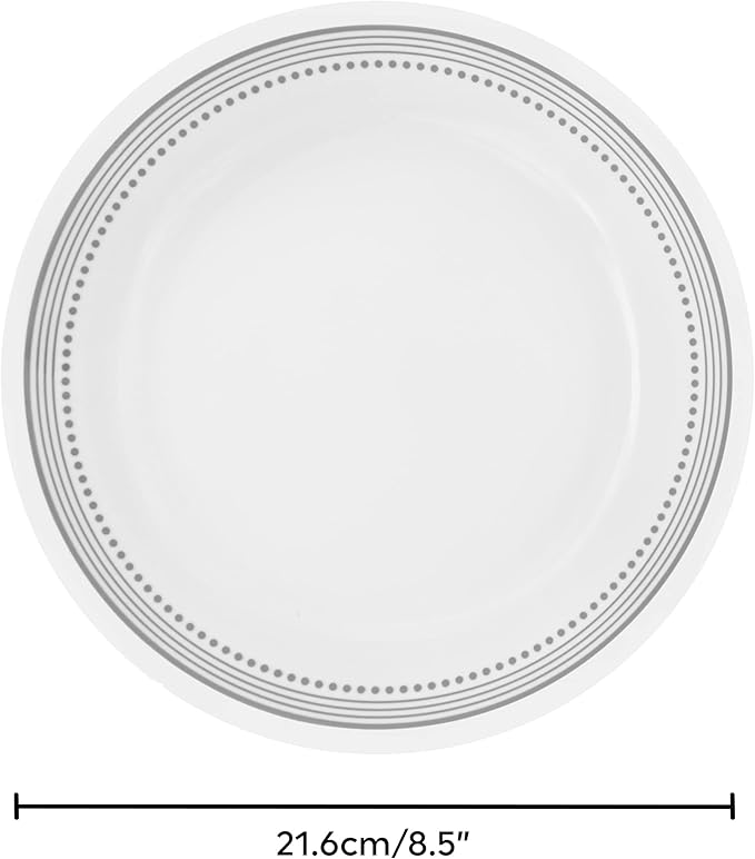 Corelle Dinnerware Set (4pc Set Mystic Gray)-Set for 4 | Includes 4 x Side Plates | 80% Recycled Glass | 3 X More Durable Half the Space &amp Weight of Traditional Ceramic