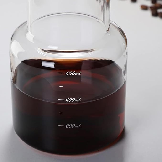 Slow Drip Cold Brew Machine Ice Drip Coffee Maker with V-Shaped Spout Design and Borosilicate Glass 600ml Large Capacity &amp Adjustable Dripping Speed for Home Office Bar Cafe