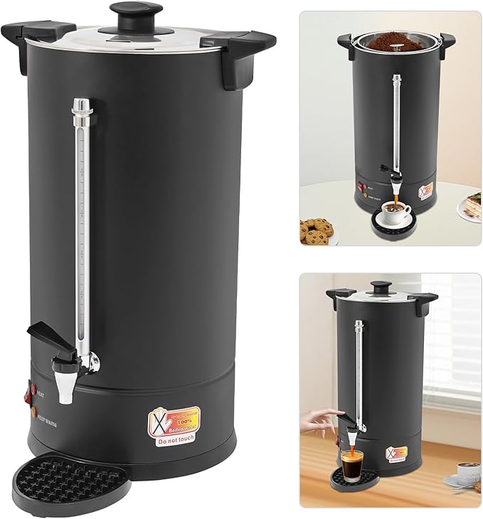 Commercial Electric Coffee Pot 25L Coffee Maker Large Stainless Steel Hot Beverage Dispenser with Auto Temp Control for Restaurants Offices Conference Rooms Cafes