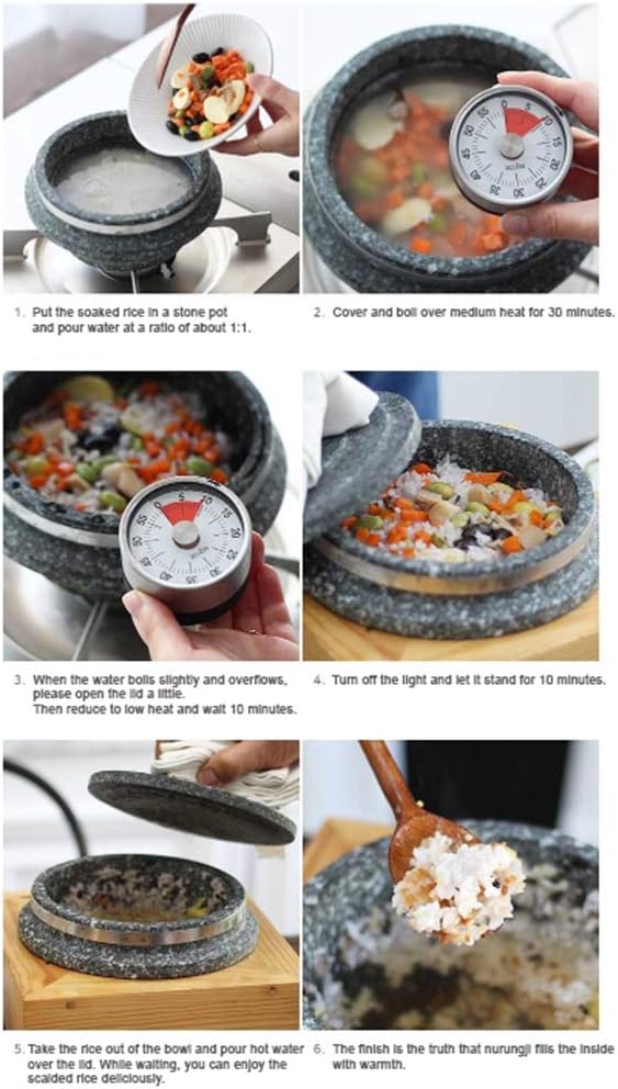 Jangsoo Gopdol Natural Giblet Pot Dolsot Pot with Stone Lid for Nutrition Rice Steamer (Large 7 X 3.5 inch)