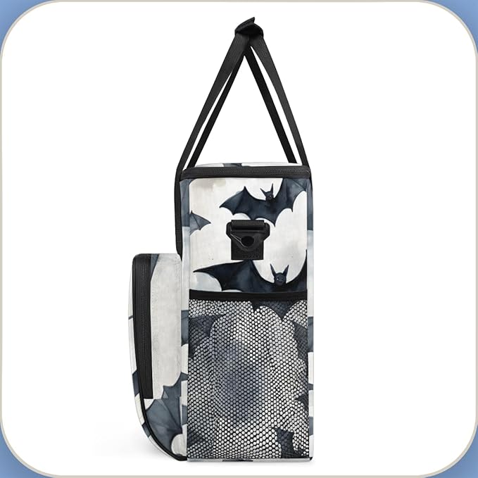 Halloween Bat Coffee Maker Carrying Bag Oil Painting Bat Travel Storage Bag Compatible with K-Mini or K-Mini Plus Single Serve Coffee Brewer Carrying Case with Multiple Pockets &amp Shoulder Strap
