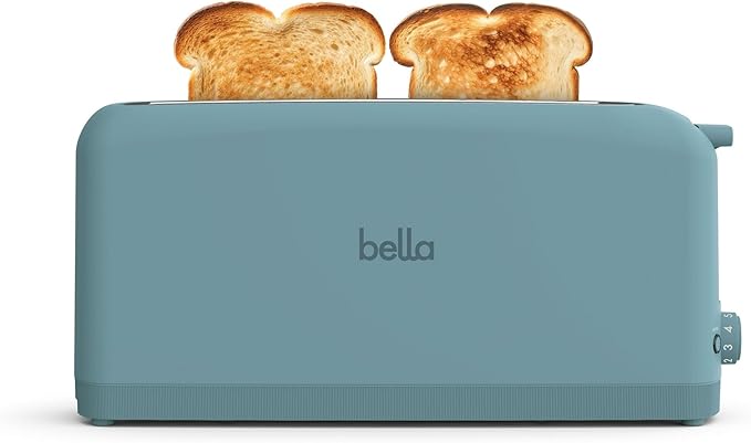 bella 2-Slice Slim Toaster with Extra Long Slot 6 Setting Shade Control with Reheat &amp Cancel Buttons Surf