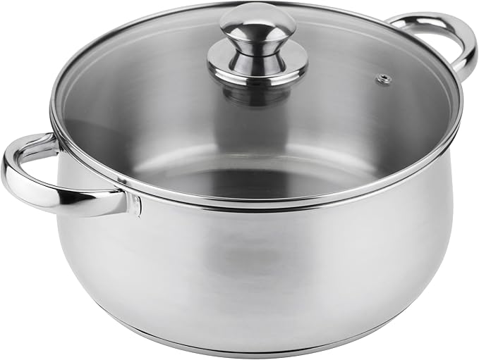 MAGEFESA Vesta 10-Piece Cookware Set Crafted from Stainless Steel Easy to Clean and Dishwasher Safe Soft-Touch Metal Handles for a Comfortable Grip