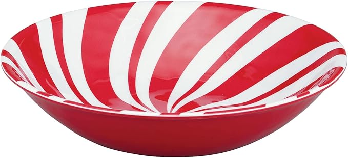 UPware 12 Piece Peppermint Melamine Dinnerware Sets Outdoor Dishes Set Plates and Bowls Sets Christmas Decorations Service for 4 Red