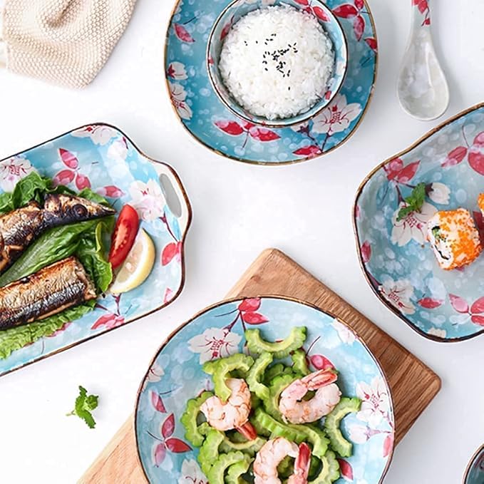 Dinnerware Set Luxury Family Dinner Service Set 11 Pcs Dinnerware Sets Porcelain Tableware Set with Plates Dishes and Bowls Ceramic Dinner Set Microwave and