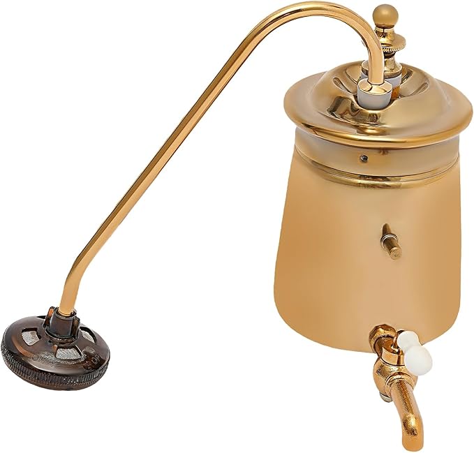 Siphon Coffee Maker 400ml/13.53oz Borosilicate Glass Vacuum Coffee Maker Retro Manual Coffee Machine Brewing Equipment for Home Personal Kitchen Beverage Store (Gold)