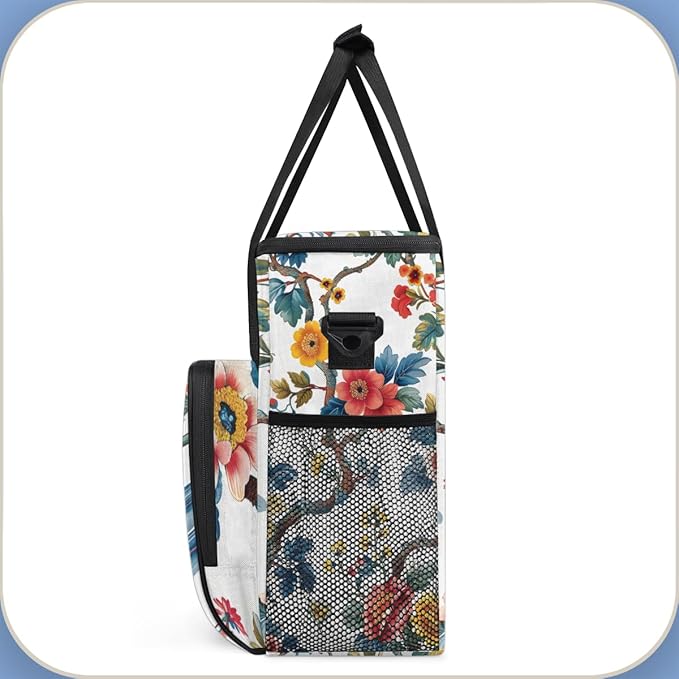 Blossoming Flower Coffee Maker Carrying Bag Portable Travel Storage Tote Bag Compatible with K-Mini or K-Mini Plus Single Serve Coffee Brewer Carrying Case with Multiple Pockets &amp Shoulder Strap