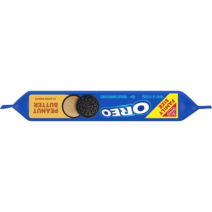 OREO Peanut Butter Creme Chocolate Sandwich Cookies Family Size 17 oz (Pack of 3)