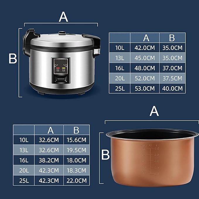 Commercial Rice Cooker Large Capacity Stainless Steel Rice Cooker10-25L Rice Cooker for Restaurant Canteen PartyRice Warmer for 24H Rice Cooker20L20L