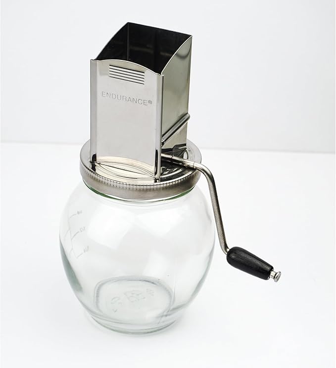 RSVP International Endurance Vintage Inspired Nut Grinder 1.25 Cup Capacity Glass Bottom