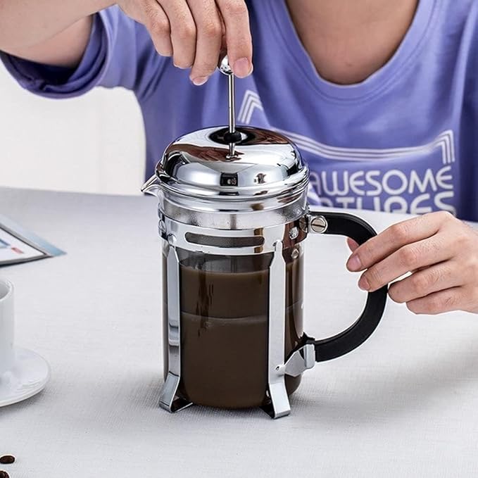 Press Coffee Maker Coffee Press CaffettiereCoffee MakerFrench Press Coffee Maker French Press Pot Easy to Clean French Press Filters Stainless Steel Double Wall Heat Resistant Glass No Residue Ea