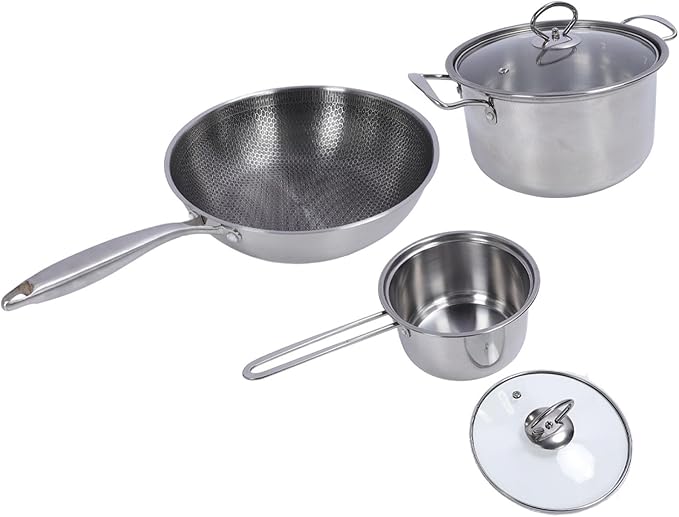 Stainless Steel Cookware Set Durable Lightweight Non Stick Fry Pan for Versatile Cooking Options Home Kitchen