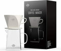Pour Coffee Dripper Set Manual Drip Ceramic Coffee Maker 600ML Glass Carafe Ceramic Dripper Coffee Filters（White）