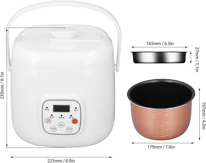 12V Car Rice Cooker 2L Capacity with Steaming Plate Food Warmer for Travel Trucks Multifunction Auto Cooker Non Stick Pot Portable