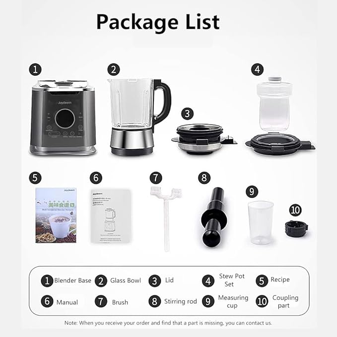 Joydeem Cooking Blender JD-D16 Hot and Cold Blender for Soy Milk &amp Juice Soup Maker with Stew Pot 1.75L(59 Oz) 1200W Black