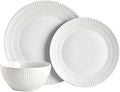 Everyday White Dillan 12 piece Dinnerware Plate Bowl Set Service for 4