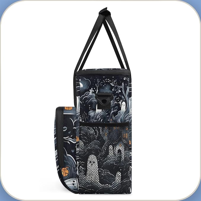 Magic Halloween Ghosts Coffee Maker Carrying Bag Travel Storage Bag Compatible with K-Mini or K-Mini Plus Single Serve Coffee Brewer Carrying Case with Multiple Pockets &amp Shoulder Strap