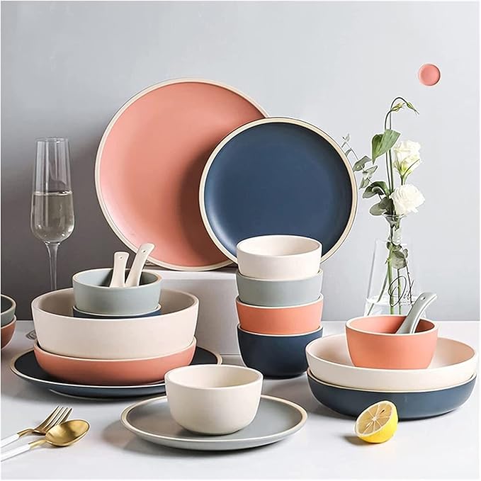 Kitchen Dinnerware Set Family Party Dinner Set 9-44Pcs Ceramic Dinnerware Set Bone China Tableware Dishes Plates Ceramic Combination Dinner Service Set9 Pieces24 Pieces