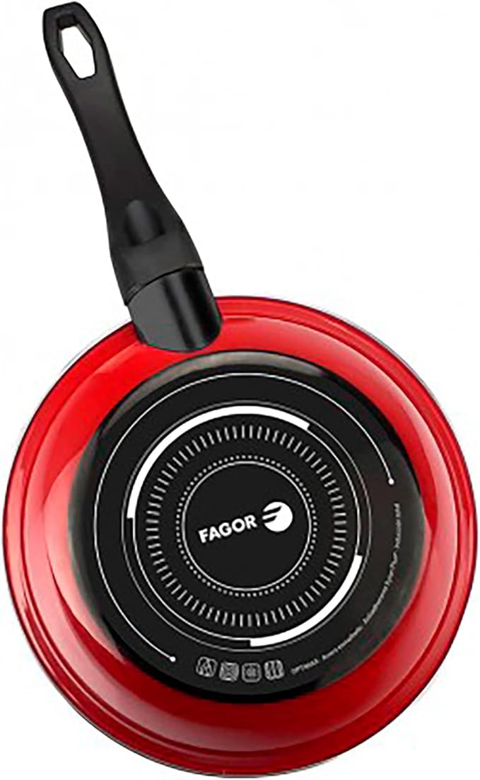 Fagor Optimax Induction Saucepan Set 8-Piece Set 3 Cooking Pots 18-20-24 cm 3 Glass Lids 2 Frying Pans 20-24 cm Enamelled Steel Non-Stick Coating without PFOA Suitable for All Types of Cookers