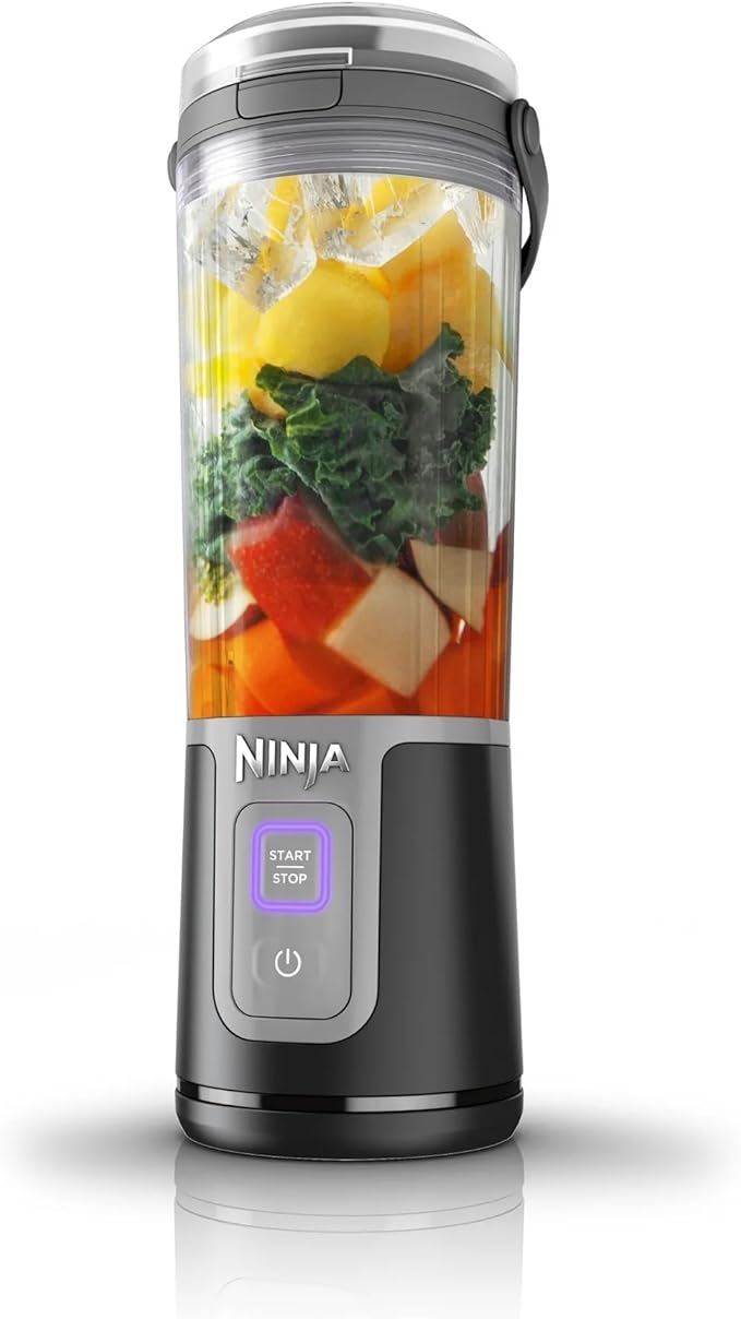 Ninja Blast 16 oz. Personal Portable Blender with Leak Proof Lid and Easy Sip Spout Perfect for Smoothies Cordless USB-C Rechargeable Dishwasher Safe Parts (Renewed) (Black)