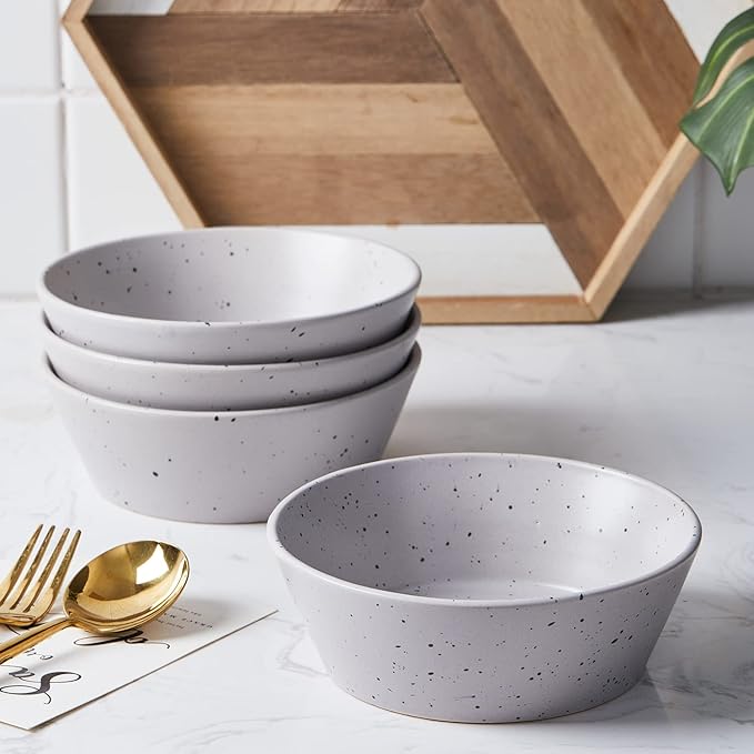 Stone Lain Jade Stoneware 16 Piece Dinnerware Set Home Kitchen Dish Set with Dinner Plates Salad Plates Bowls &amp Mugs - Service for 4 Light Grey
