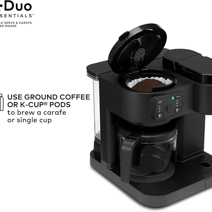 K-Duo Essentials Coffee Maker for Hot and Iced Drinks Single Serve KCup Pod Brewer and 12 Cup Carafe Drip Coffee Pot 72 oz Water ReservoirPause &amp Pour Feature Perfect for Home &amp Office Use