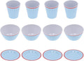 Blue Grid Dinnerware Set 12Pcs Melamine Tableware Set Durable and Anti Scald Cup Bowl Plate for Home Kitchen Restaurant Lightweight Elegant Grid Design with 260ml Cup 500ml Bowl