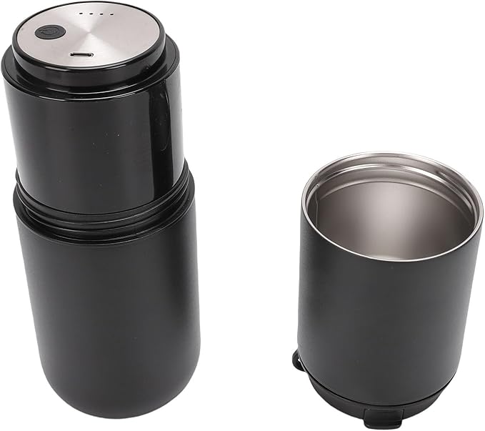 Sanpyl Portable Electric Espresso Machine 350ML Cordless Travel Coffee Maker for Camping Car with 15 Grinding Settings (Black)