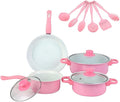 Cast Iron Pots and Pans Set 13Pcs Non Stick Cute Cookware Set Includes Lids Induction Cookware with Comfort Handle PFOA Free