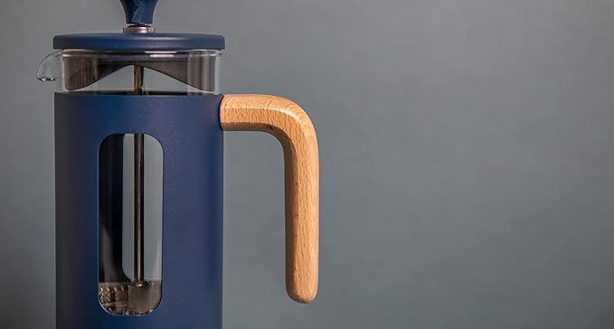 La Cafetière Pisa Cafetière 3-Cup/35ml Heat-Resistant Borosilicate Glass and Stainless Steel with Easy-Grip Plunger Small French Press Coffee Maker for Loose Tea and Ground Coffee Navy