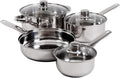 7-Piece Stainless Steel Cookware Set – Mirror Polished Pots and Pans with Dutch Oven Saucepans Frying Pan &amp Vented Glass Lids Heat Resistant Handles Aluminum Base for Even Heating