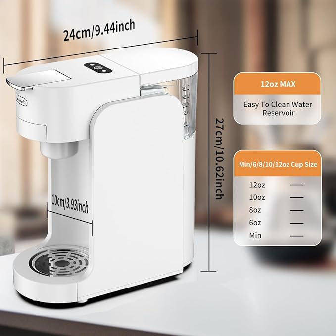 Mini Coffee MakerKCUP Capsule Coffee Maker Mini - 3s Heat-up Precise Temp Control 3 Adjustable Drip Tray BPA-Free Tank Espresso/Americano Modes for Home (White)