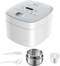 Novaspark Low Carb Rice Cooker Stainless Steel Inner Pot Mini Stainless Steel Rice Cooker Small 5 Cup LED Display Low Sugar Rice Maker 24H Timer and Auto Keep Warm White Rice/Porridge/Oatmeal Whi