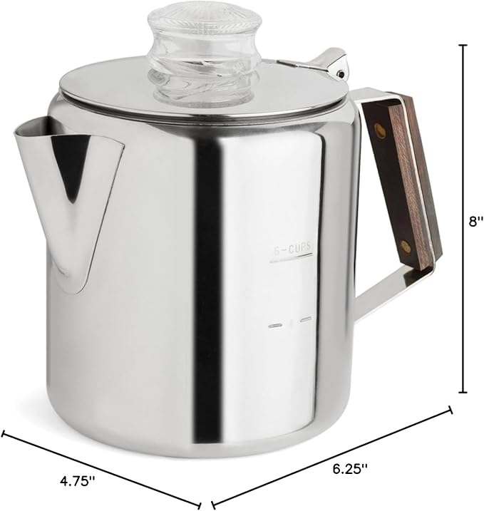 Fox Run Rapid Brew Stainless Steel Stovetop Coffee Percolator 2-6 Cup