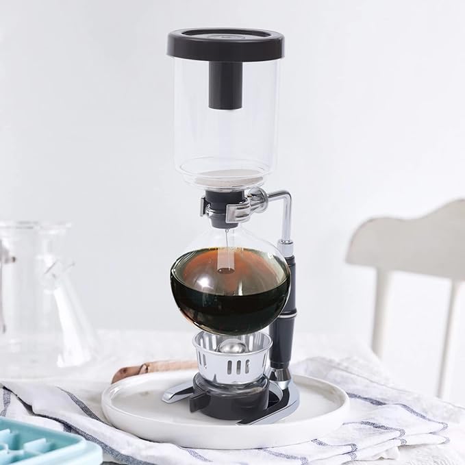 Siphon Coffee Pot 500ml Syphon Coffee Maker Tabletop Siphon Pot Syphon Coffee Maker Stainless Steel Vacuum Coffee Maker Black