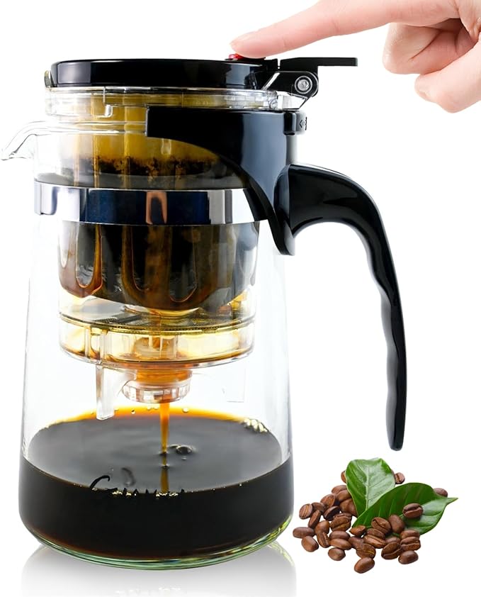 Pour Over Coffee Maker Smart Coffee Dripper with On/Off Switch Borosilicate Glass Small Coffee Pot with 50 Size 185 Japanese Basket Coffee Filters 20 oz/500ml Drip Coffee Brewer Machine (500ml)