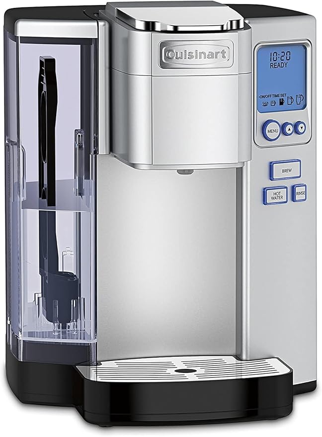 Cuisinart Coffee Maker Single Serve 72-Ounce Reservoir Pod Coffee Machine Programmable Brewing &amp Hot Water Dispenser 3 Cup-Size Settings Stainless Steel SS-10P1 Silver