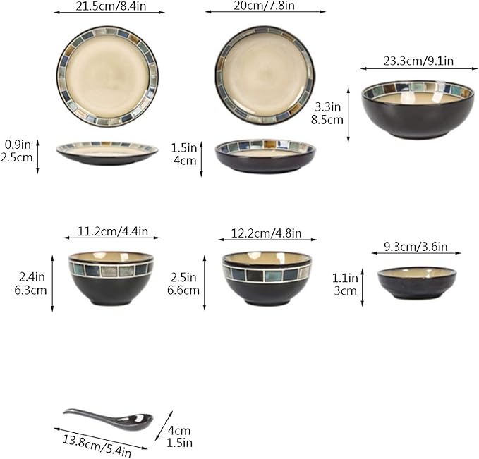Kitchen Dinnerware Set 20-Piece Kitchen Dinnerware Set Durability Ceramic Dinner Plate Sets Checkered Pattern Plates Set Dishes Set