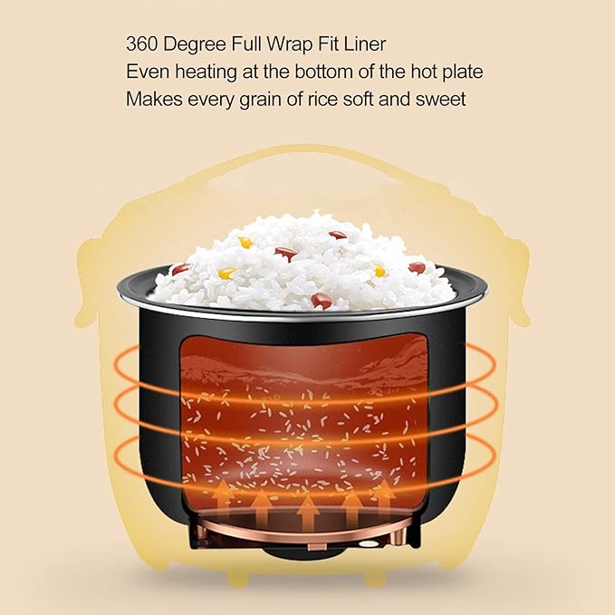2L Mini Rice Cooker 450W Small Rice Cooker for 1-3 People Electric Rice Cooker for Grains Oats Oatmeal One Key Operation Portable &amp Compact