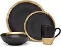 Godinger Silver Art 4-piece Golden Onyx Porcelain Gold And Black Dining Dinner Dinnerware Dinner Set