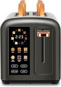 SEEDEEM Toaster 2 Slice with Touch Screen Faster Heating Speed 7 Shade Setting 6 Bread Type 1.5”Wide Slots Toaster Removable Crumb Tray 1350W Dark Metallic